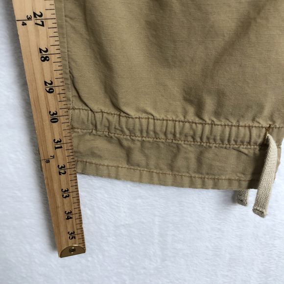 JOIE Ripstop Cargo Pants Sz 28 Gold Khaki Button Fly Utility Mid Rise Tie Ankle - Picture 8 of 10